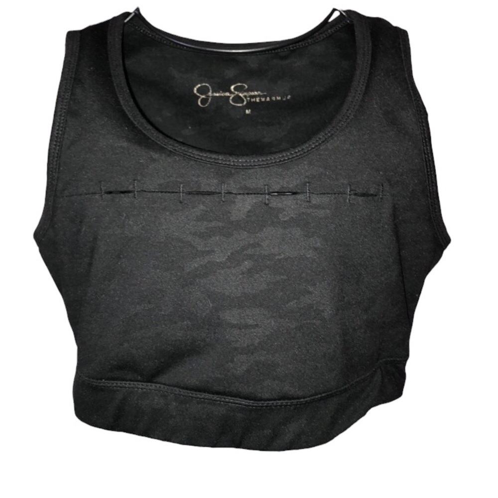 Jessica simpsons the warm up camo sports bra black camo bra size medium workout‍